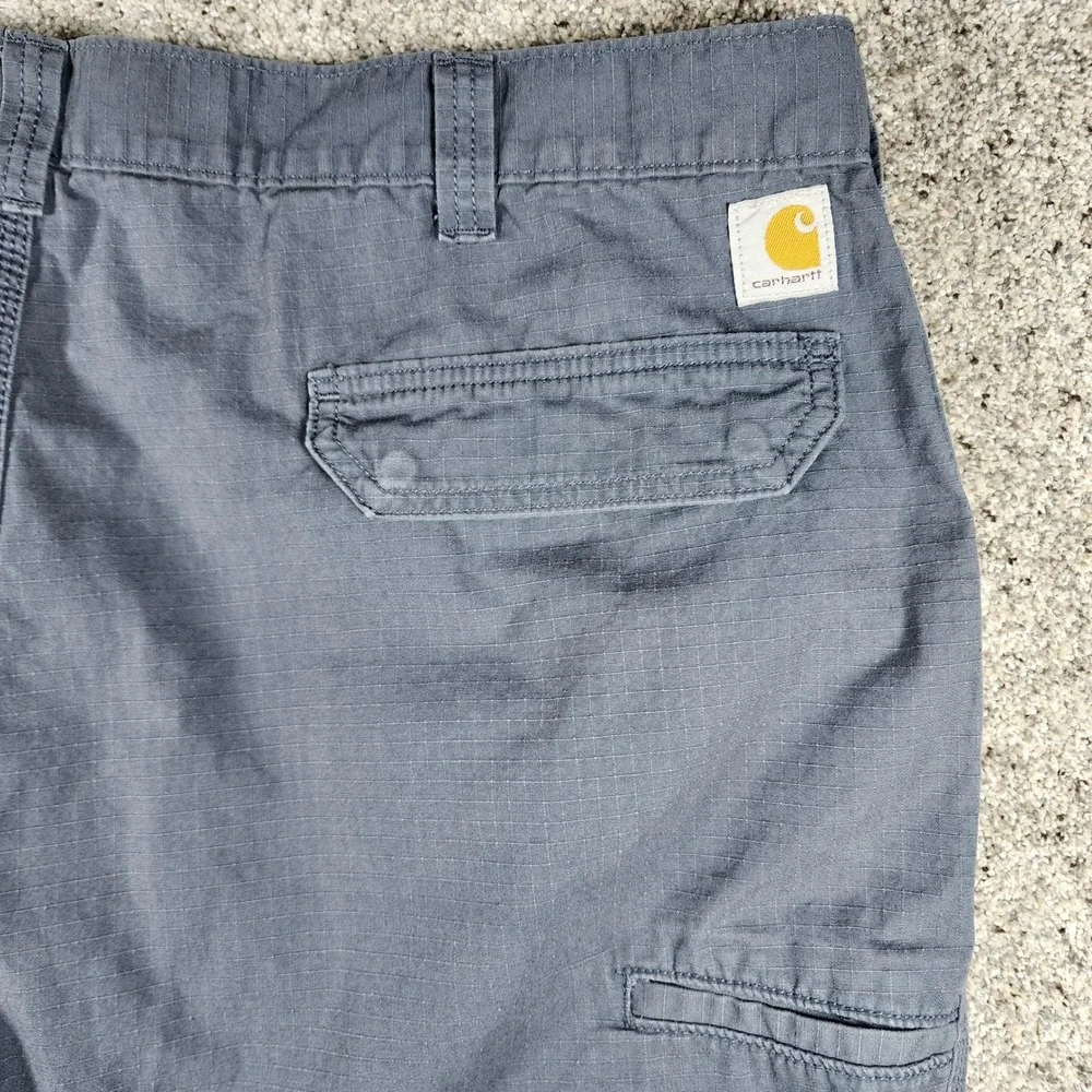 Carhartt Cargo Shorts Mens 44 Relaxed Fit Ripstop Blue Grey Workwear Excellent